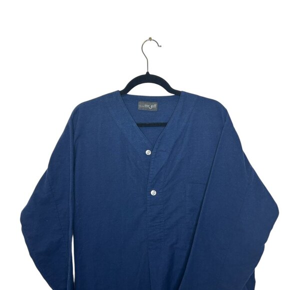 Vintage Mr Jeff Mens Pajamas Brushed Cotton Long Night Shirt Pjs Navy Blue Sz L - Picture 2 of 5